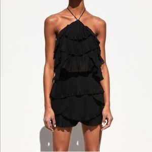 Zara Black Ruffled Pleated Top and Shorts